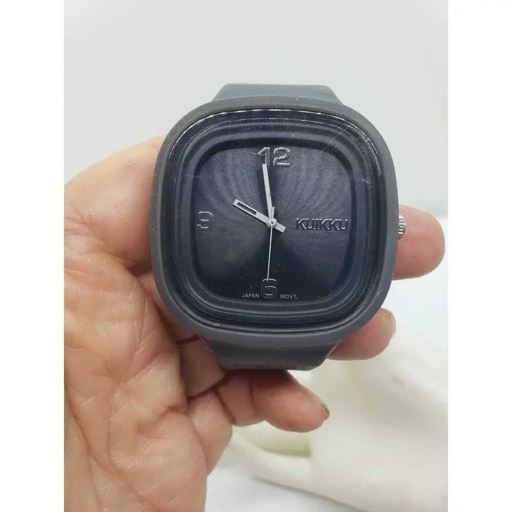 Kuikku Tokyo Watch Black Silicone Band Square Dial Japan Movement Quartz Works